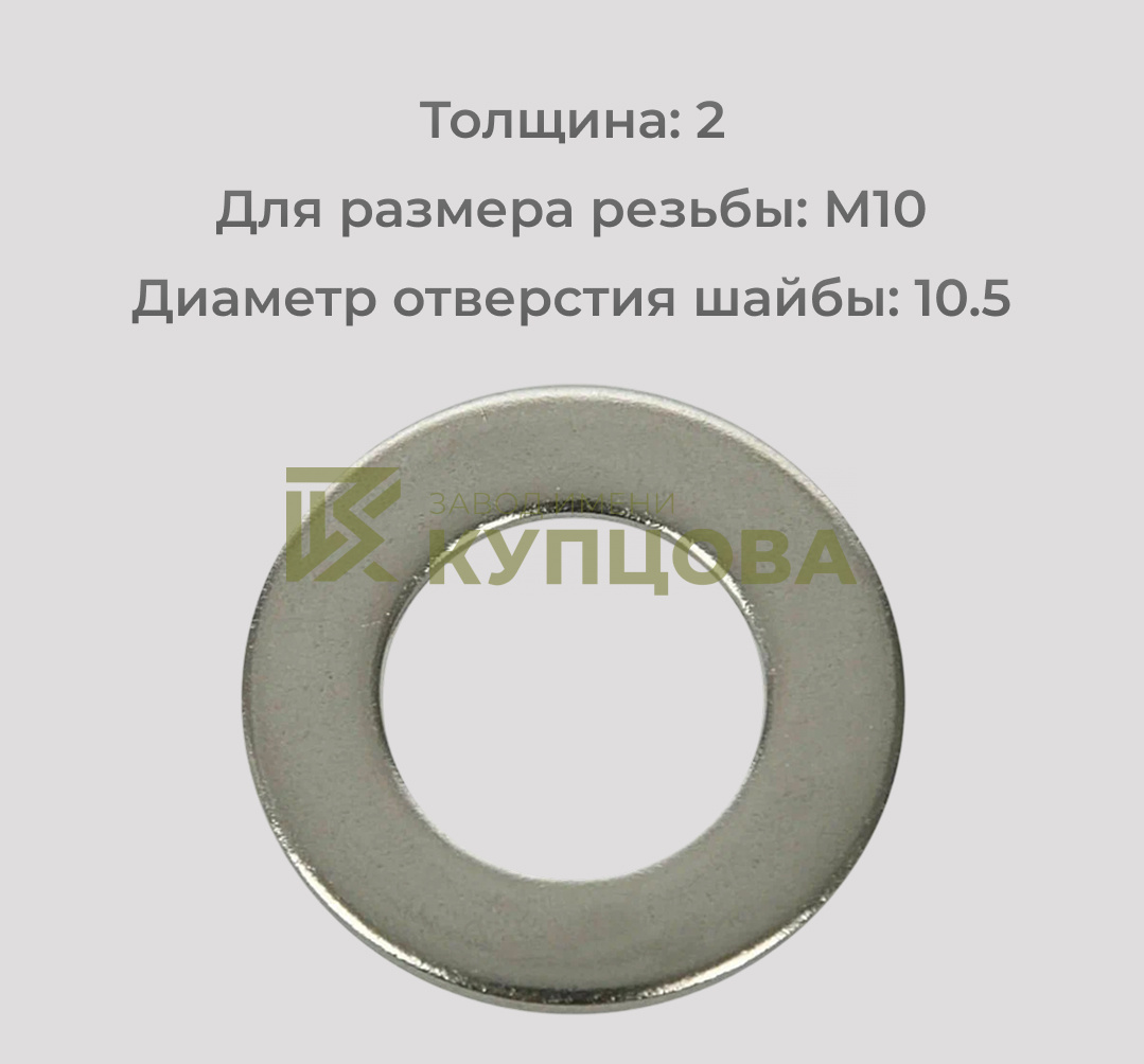 Шайба М10 плоская из нержавеющей стали А2 DIN 125