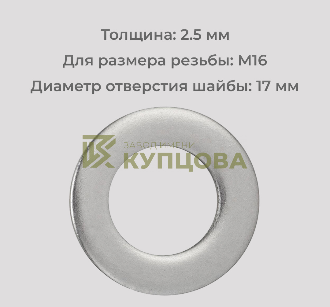 Шайба М16 узкая уменьшенная из нержавеющей стали А2 DIN 433